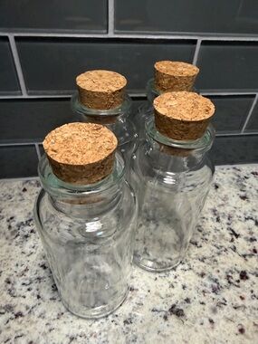 Clear 6 oz. Apothecary (Potion) Glass Bottles With Cork Stoppers - set of 4
